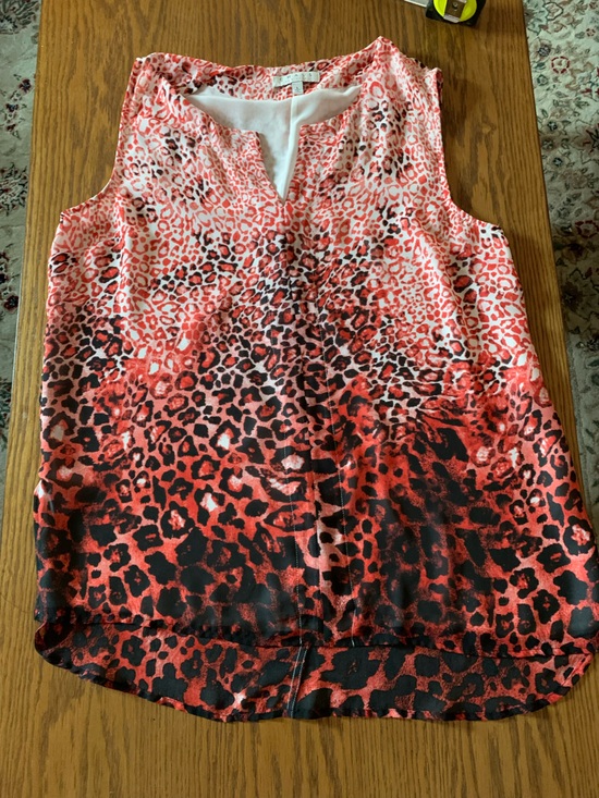 Chaus Tops - Chaus Red Ombre Leopard Print Sleeveless Tunic